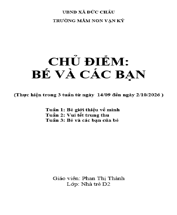 KHCS KHGD CĐ BÉ VÀ CÁC BẠN, TRẺ 2D2