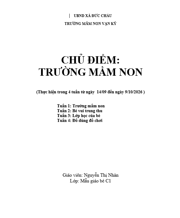 KHCS KHGD Chủ đề TMN , BÉ C1, NHÀN