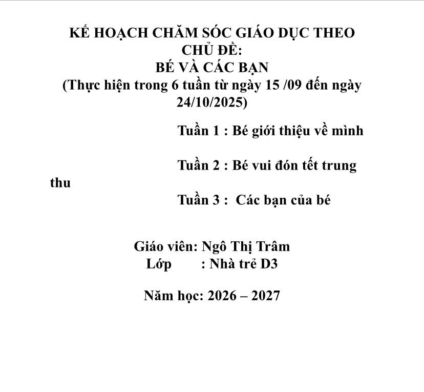 TRẺ D3 KHGD CĐ BÉ VÀ CÁC BẠN TRÂM