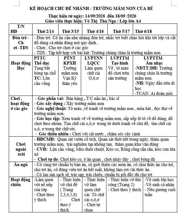 HK Tuần 1. A4, Cô Nga