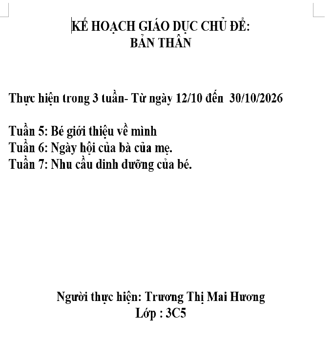 KHGDCD BẢN THÂN, MAI HƯƠNG, LỚP C5